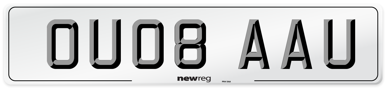 OU08 AAU Number Plate from New Reg